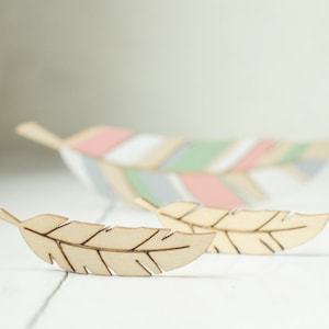 6cm (2 1/2&#39;&#39;) little wooden feather decor natural wood, unpainted, laser cut plywood, gift tag, jewelry supply - PICK SET and get discount