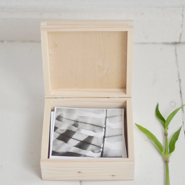 Engraved Wooden Photo Box: 5x5" Instagram Prints, Personalized Wedding Album