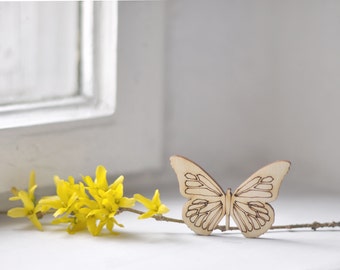 Big 7cm wooden butterfly shape - natural wood -  ready to decorate - unpainted - unfinished - make your own necklace DIY