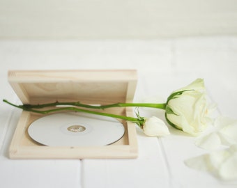 CD case 'single' or 'double', wedding case, wooden box, keepsake box, dvd keepsake, case, cd box, dvd box, logo or text engraved, cd album