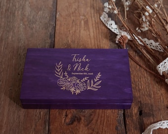 Personalized Wooden Money Gift Box – Hand-Painted or Natural, with Custom Engraving or blank