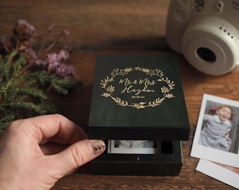 personalised, engraved or blank - INSTAX mini box for 54mm x 86mm prints, wooden, natural, unpainted wood, wedding, photo album, photo box
