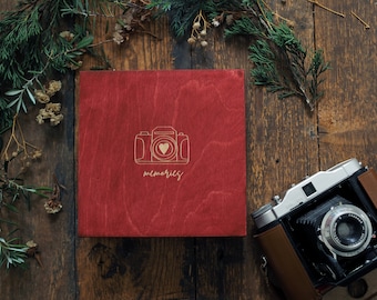 Engraved Wooden Photo Box: 5x5" Instagram Prints, Personalized Wedding Album