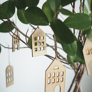 Laser Cut Wooden House Ornaments: Scandinavian Christmas Decor