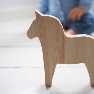 Wooden DALA horse decor, dala, scandinavian design, kidsroom decor, babyroom decor, unfinished wood, unpainted, home decor, horse image 2