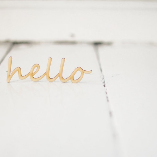 Wooden Hello Sign: Unfinished Plywood Lettering, DIY Decor (14cm)