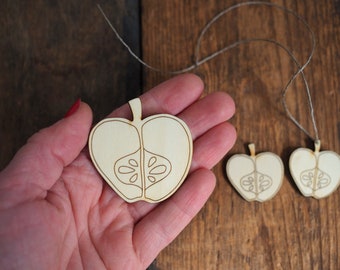 APPLE shape - BIG or SMALL  - for jewelery makers, for kids, for craft, nacklace, earringgs, wooden shapes, fruits, wooden fruits, lasercut