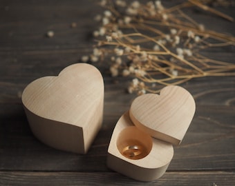 Ring box - small or large - heart shape, wooden box, wedding box, heart ring box, engagement box, engagement ring, keepsake box, blank wood