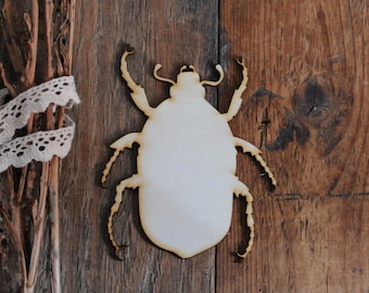 Unfinished Wooden Beetle: 3cm Natural Plywood, DIY craft  supplies