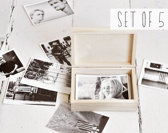 Set of 5 Unfinished Wood Photo Boxes: 4x6 Prints