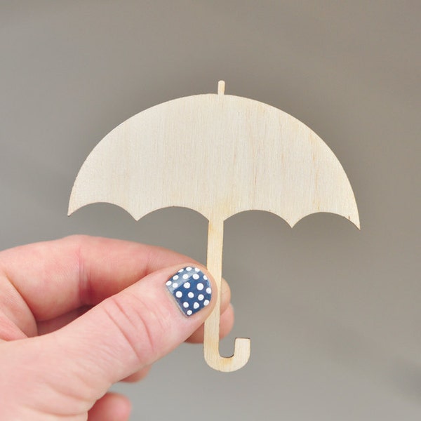 Little wooden umbrella - 8cm - natural wood -  ready to decorate - unpainted - unfinished - make your own fridge magnet - DIY