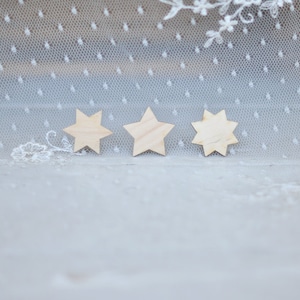 SET of 3 wooden LITTLE stars, unfinished wood, unpainted natural wood, laser cut, unpainted, christmas decor, christmas stars, star