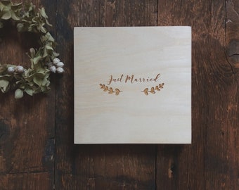 Engraved Pine Wood CD Case: Personalized Wedding Keepsake Box