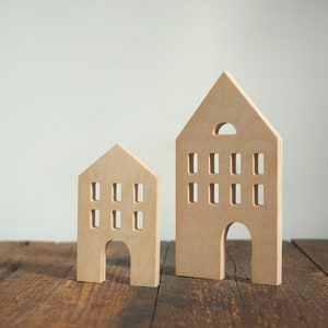LARGE or SMALL or BOTH wooden village, unpainted, natural wood, wooden houses, wooden toys, wooden decorative houses, wooden supplies image 5