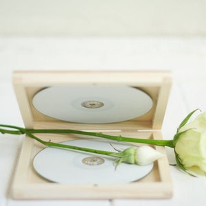 CD case 'single' or 'double', wedding case, wooden box, keepsake box, dvd keepsake, case, cd box, dvd box, logo or text engraved, cd album image 2