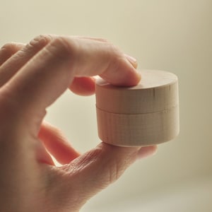 very little wooden round box, wedding ring box, engagement ring box, circle box, unfinished wood, tooth box, engraving available image 4