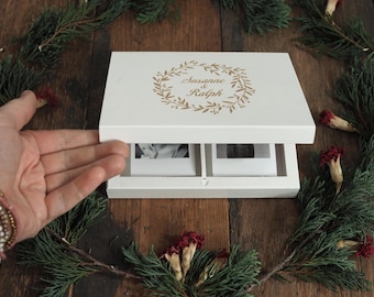 INSTAX mini box - custom engraved and painted or blank - 54mm x 86mm photo box with two compartments, best quality