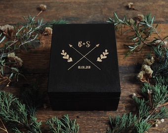 Personalized Wooden Box – Natural or Hand-Painted with Custom Engraving - photo box for prints 9x11cm  (3 1/2 x 4 1/4 in)