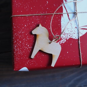 DALA tag, wooden tags, christmas packaging, scandinavian horse, horse tag, wooden horse, christmas gift tag, diy PICK set and get DISCOUNT image 2