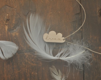 cloud tag with any short word engraved, personalised, wooden cloud, wooden tag, wording, packaging, gift tag, laser cut plywood