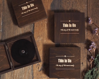 Engraved Pine Wood CD Case: Wedding Keepsake Box