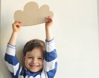 BIG 25cm wooden cloud WITH DROPS, natural wood, ready to decorate, wooden supplies, wooden decor, jewelry supplies, natural wood