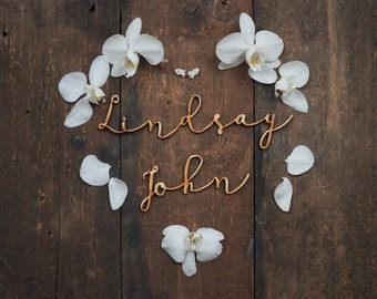 Personalized Wedding Names: Laser Cut Plywood Wall Decor (Set of 2)