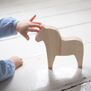 Wooden DALA horse decor, dala, scandinavian design, kidsroom decor, babyroom decor, unfinished wood, unpainted, home decor, horse image 1