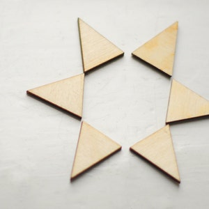 2.5cm wooden triangle, buy SET with a DISCOUNT, unfinished unpainted wood, natural wood, ready to decorate, make your own necklace, diy image 4