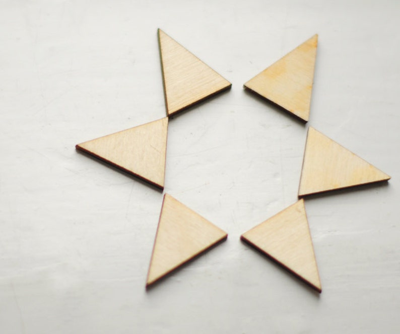 2.5cm wooden triangle, buy SET with a DISCOUNT, unfinished unpainted wood, natural wood, ready to decorate, make your own necklace, diy image 4
