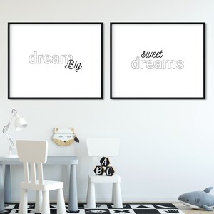 Baby Bilder Set 2 / Dream Big / Sweet Dreams Druck / Printables Kinderzimmer / Baby Wanddekoration / Genderneutrales Kinderzimmer