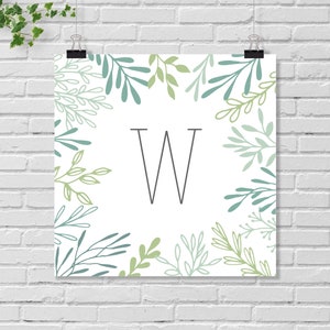 Monogram printable | Floral initial wall art | Custom initial art | Botanical floral art | Custom personalization | Housewarming gift