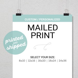 Mailed Print for Custom & Personalized orders, Printing Service