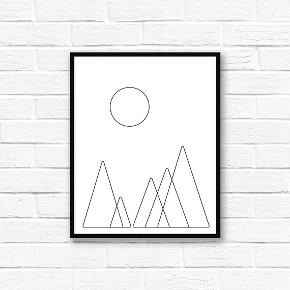 Geometric Nursery Wall Art / Mountains Printable Decor / | Etsy
