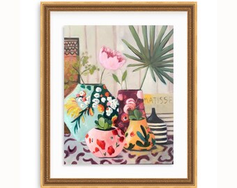 Still Life Print, Still Life, still life art, whimsical art print, art print, eclectic wall art, boho art prints, matisse art, floral art