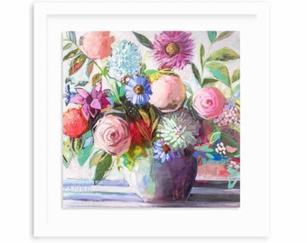 Floral Abstract Art, floral art print, abstract floral painting, colorful floral art, abstract flower painting, eclectic wall art, flowers