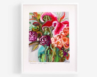 Floral Abstract Art, floral art print, abstract floral painting, colorful floral art, abstract flower painting, eclectic wall art, flowers