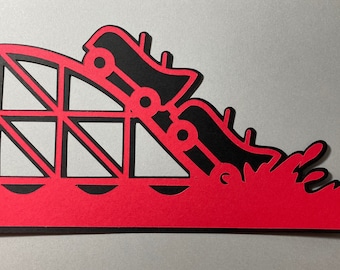 Red Roller Coaster with Car Amusement Park Scrapbooking Die Cut Embellishment