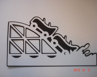 White Roller Coaster with Car Amusement Park Scrapbooking Die Cut Embellishment