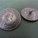 4 four vintage large MARIA THERESIA Empress of Hungary metal military coin style buttons with shanks – approx 1" 27mm diameter