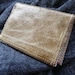 Recycled soft leather wallet / card holder – Khaki exterior with grey and beige interior – optional clay pipe key ring tag