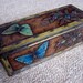Jacob's biscuit tin "Bronze Butterfly" 1938/9 – metal chest with rivets design with embossed green and blue butterflies and flowers