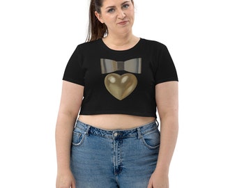 80s Heart And Bow Organic Crop Top