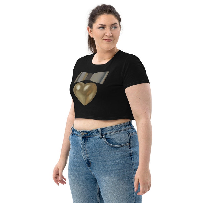 80s Heart And Bow Organic Crop Top