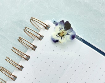 Purple Viola Pressed Flower Bookmark  // Pansy Real Pressed Flowers for Discbound Planners or Spiral Planners // Bitty Bloom Bookmarks