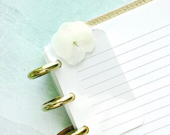 White Hydrangea Pressed Flower Bookmark  // Real Pressed Flowers for Discbound Planners or Spiral Planners // Bitty Bloom Bookmarks