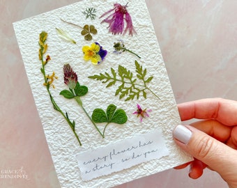 Pressed Flower Art with Handmade Paper in a Gold Frame, 3 of 3