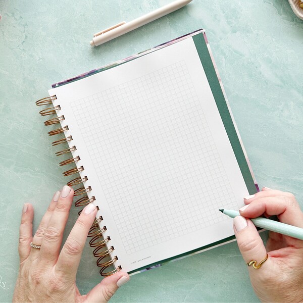 Graph Grid Spiral Notebook with your choice of Lined Pages, Dot Grid Pages, and Grid Pages