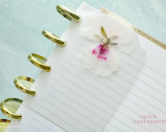 Geranium Pressed Flower Bookmark  // Pansy Real Pressed Flowers for Discbound Planners or Spiral Planners // Bitty Bloom Bookmarks