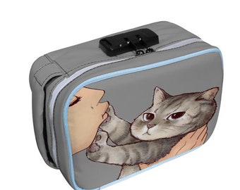 Custom Combination Lock Activated Charcoal Odorless Cigar Bag  with Zipper Closure | Stash Bag |Weed Bag | Custom Bag | Angry Cat| Funny Cat